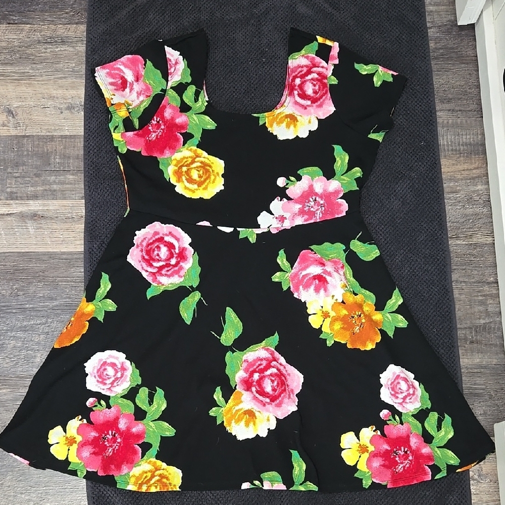 Floral Dress with Pink and Yellow Roses